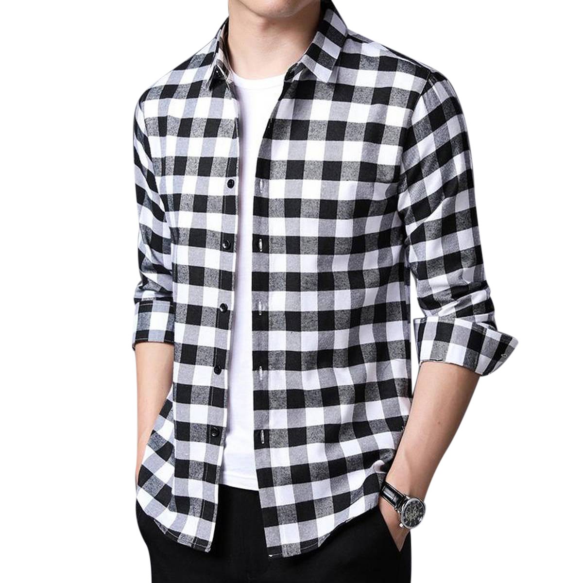 Black & White Small Check Shirt For Men